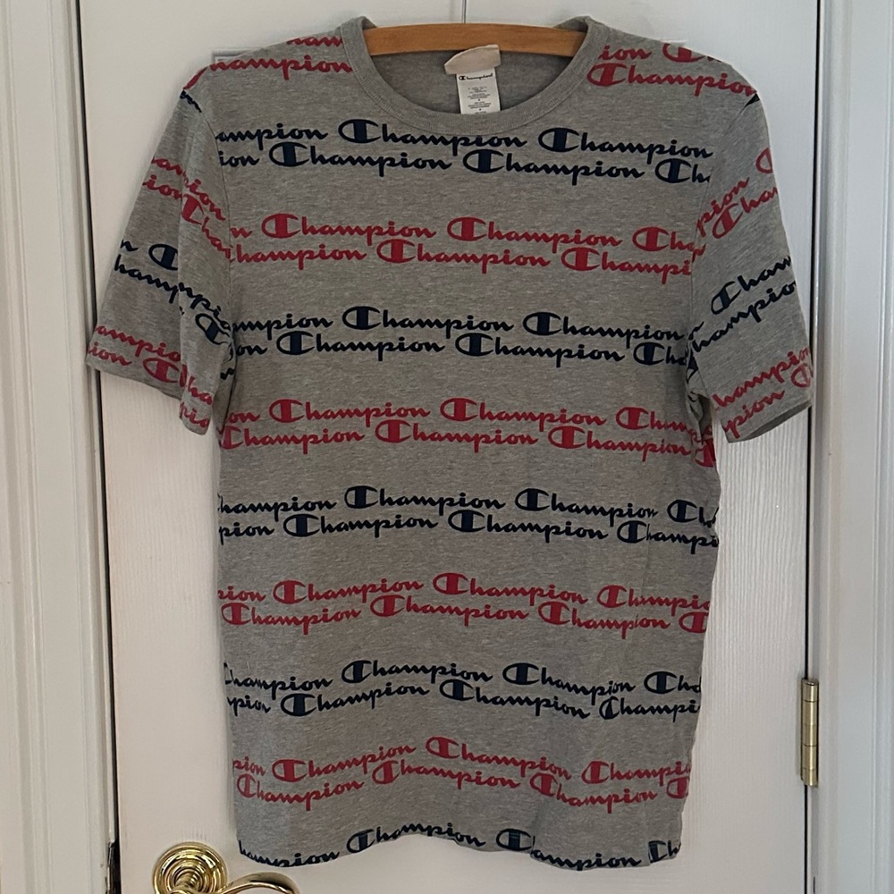 Champion Gray Logo T-Shirt, Size Medium